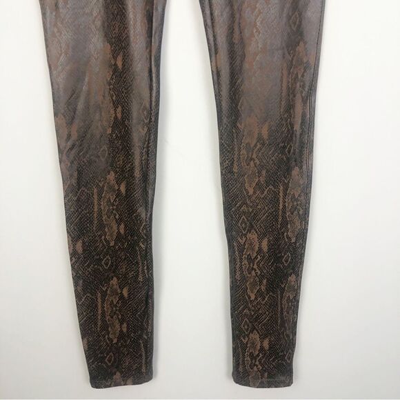 SPANX | Faux Leather Snakeskin Print Brown & Black Leggings Women’s Size Medium - Picture 7 of 11